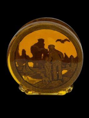 Rare Mid Century Amber Lucite Nautical Scene Sailboat Dog Boy Napkin Holder